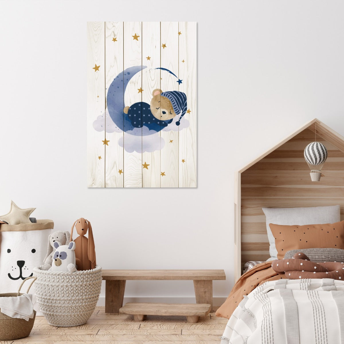 Wooden Picture Cute Sleeping Bear