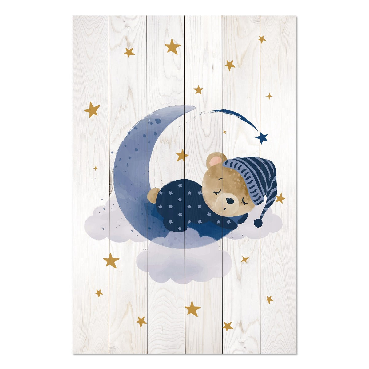 Wooden Picture Cute Sleeping Bear-30x40 cm