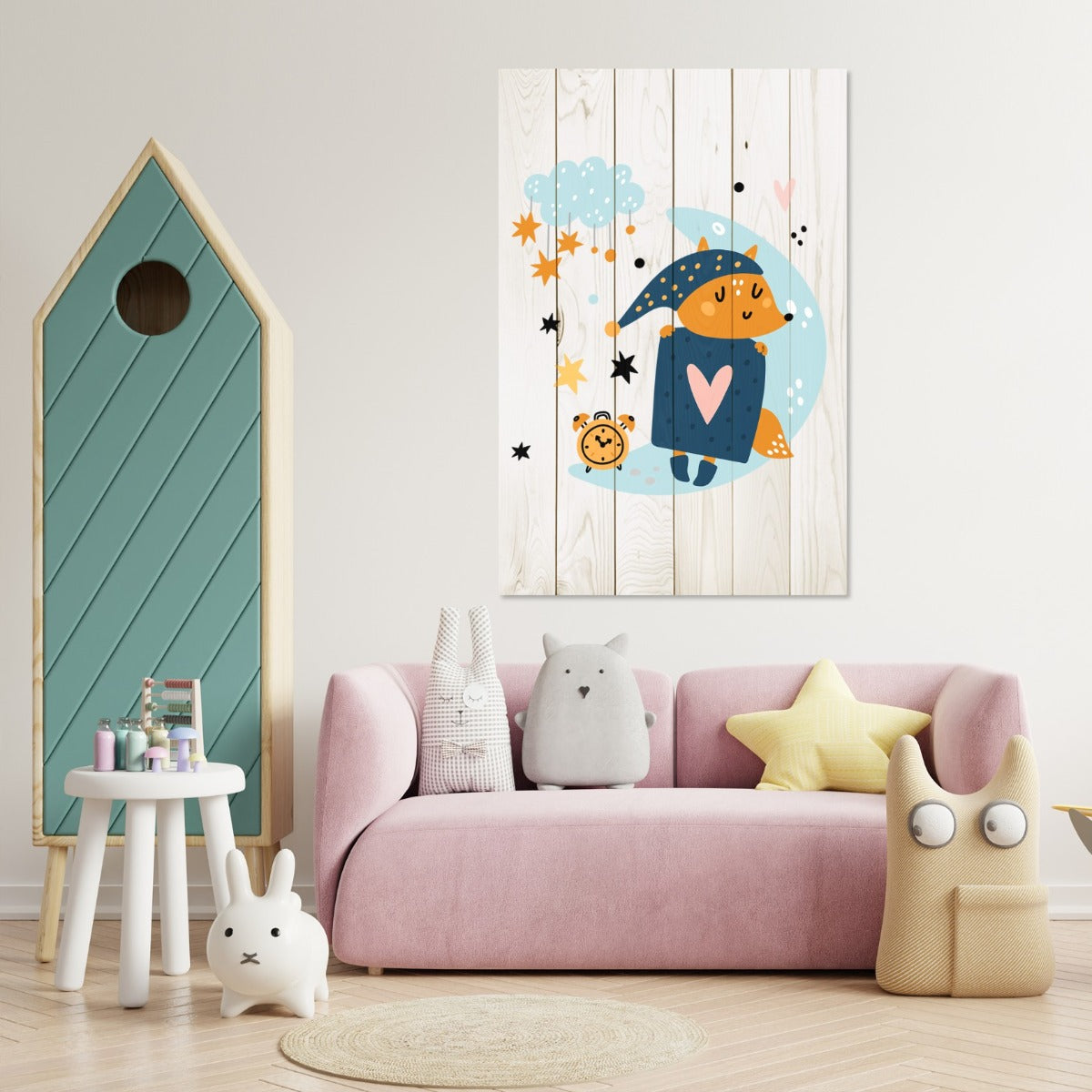 Wood Picture Cute Sleeping Fox-20x30 cm
