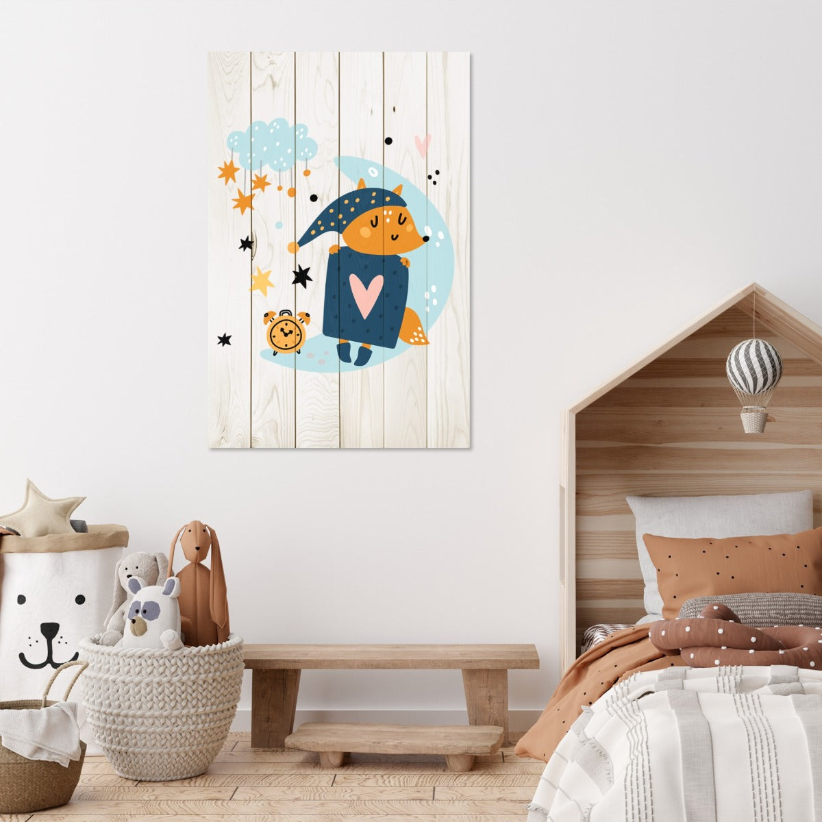 Obraz Wood Roztomilý spící lišák-40x60 cm