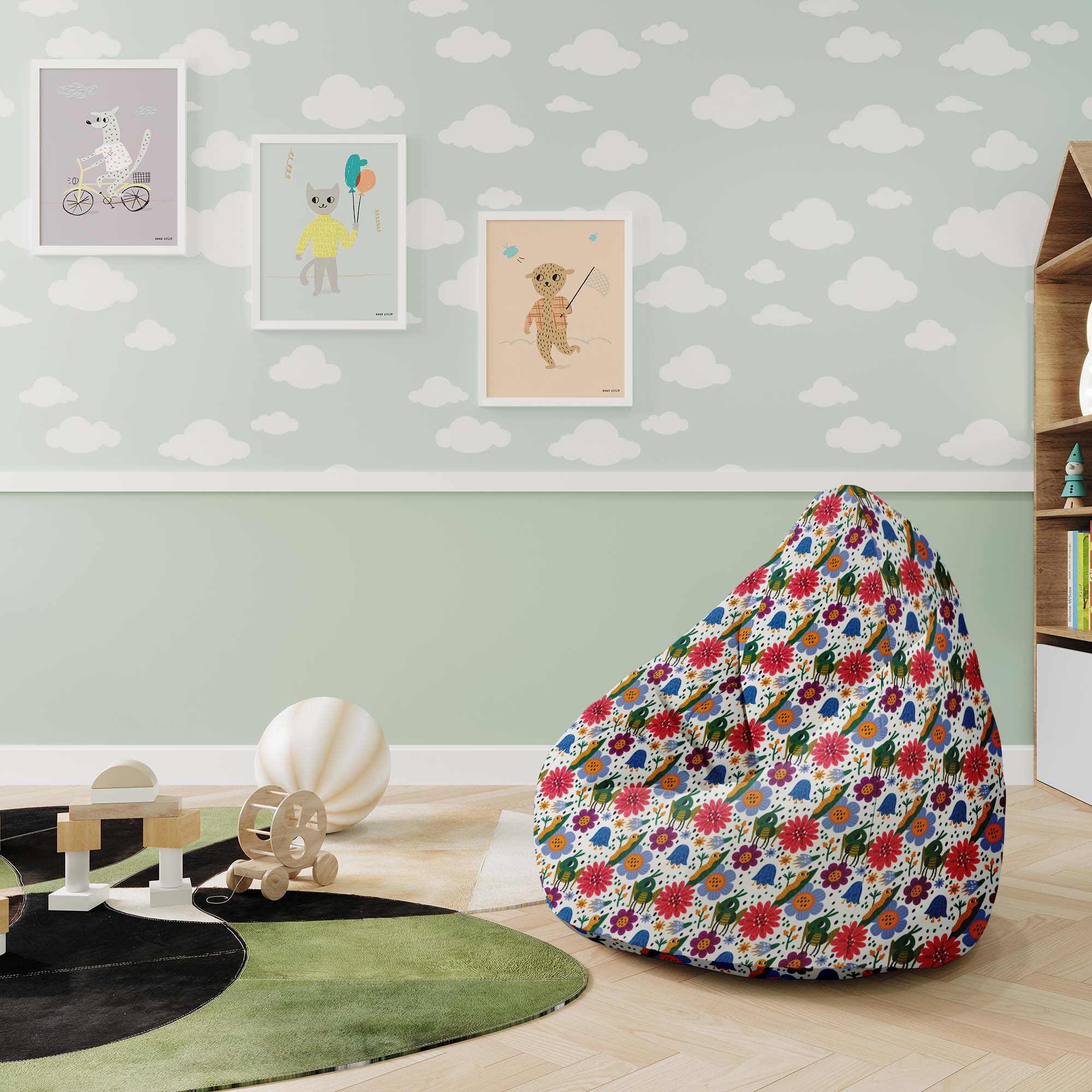 Pearshape Pouf Cute Bugs-M-Velvet