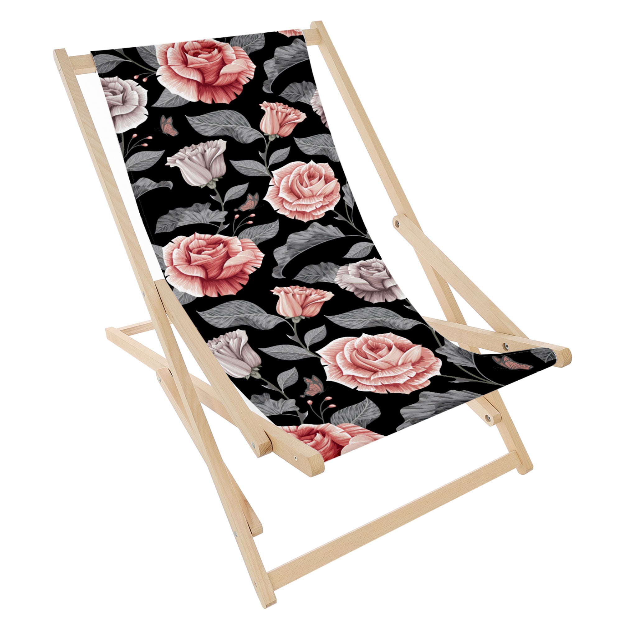 Rocking Deck Chair Dark Vintage Flowers
