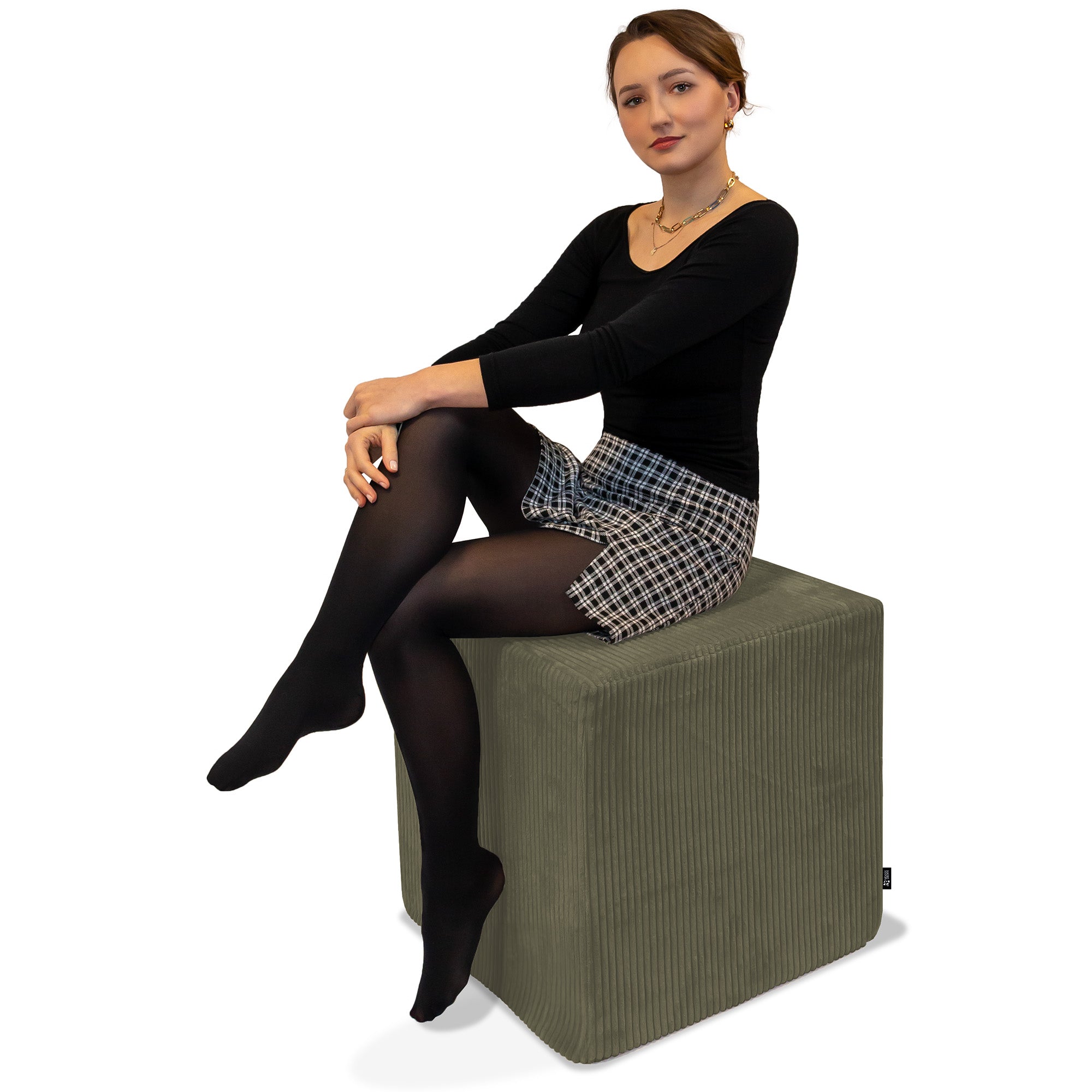 Puf Qubik Dark Olive-50x50 CM