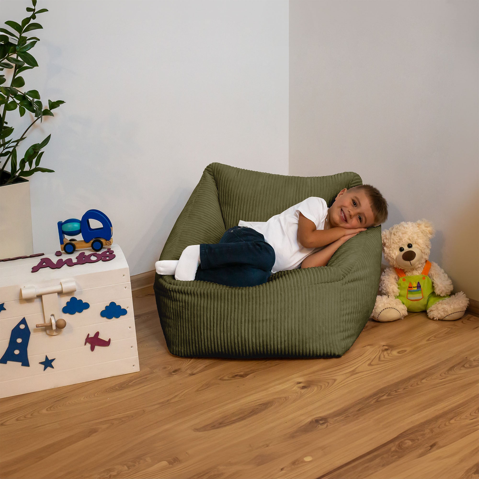 Children's Armchair Dark Olive