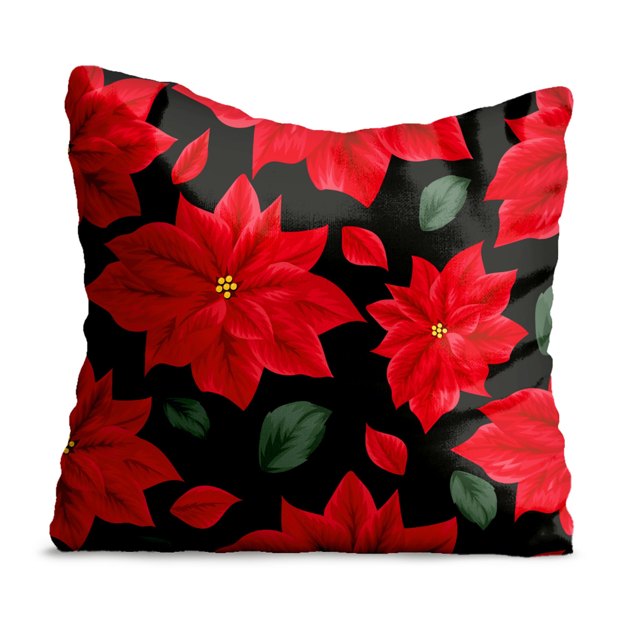 December and Poinsettia-Oxford Pillow