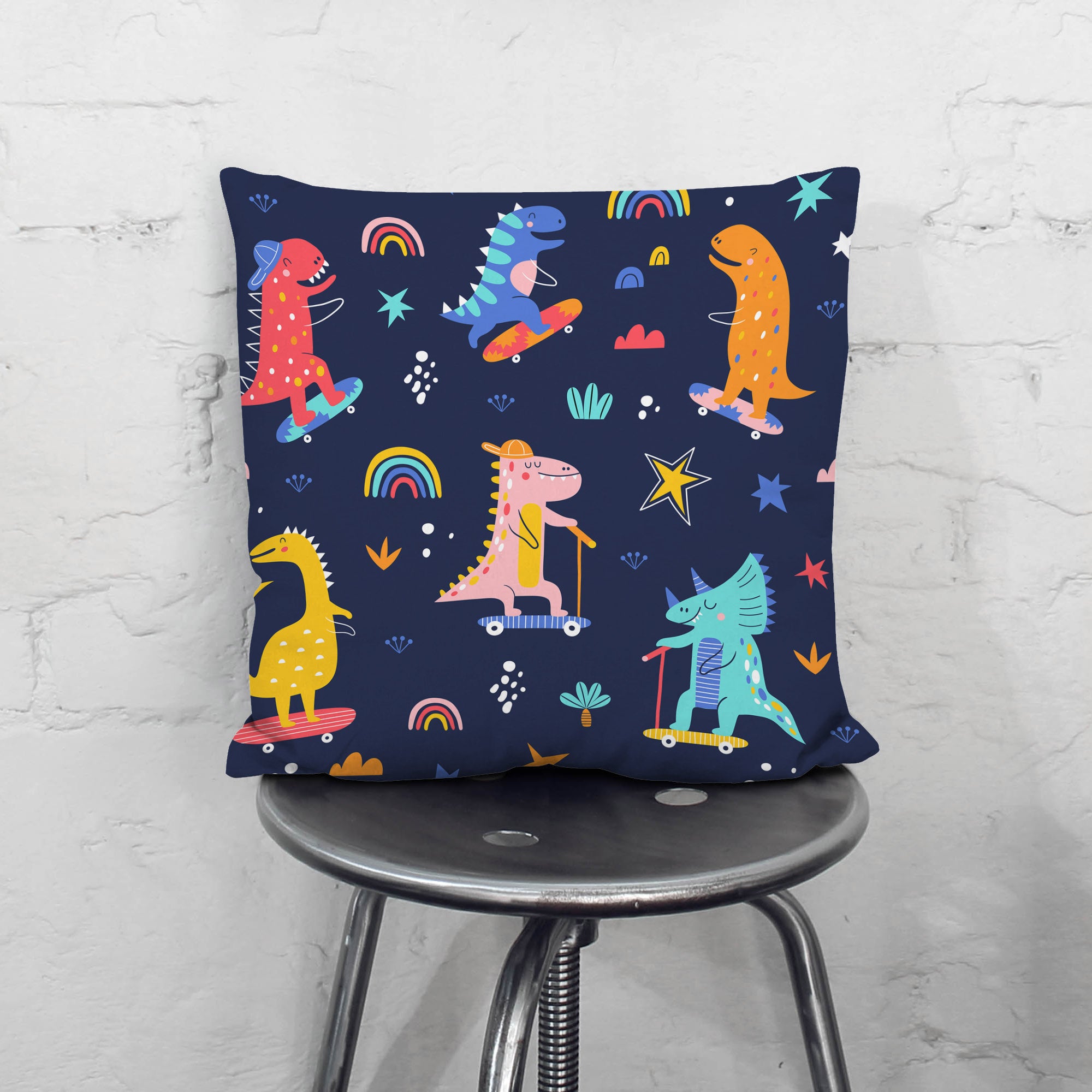 Skater Dinosaurs Pillow-Panama