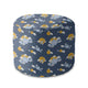 Round Pouf Footrest Blue Planes-Velvet