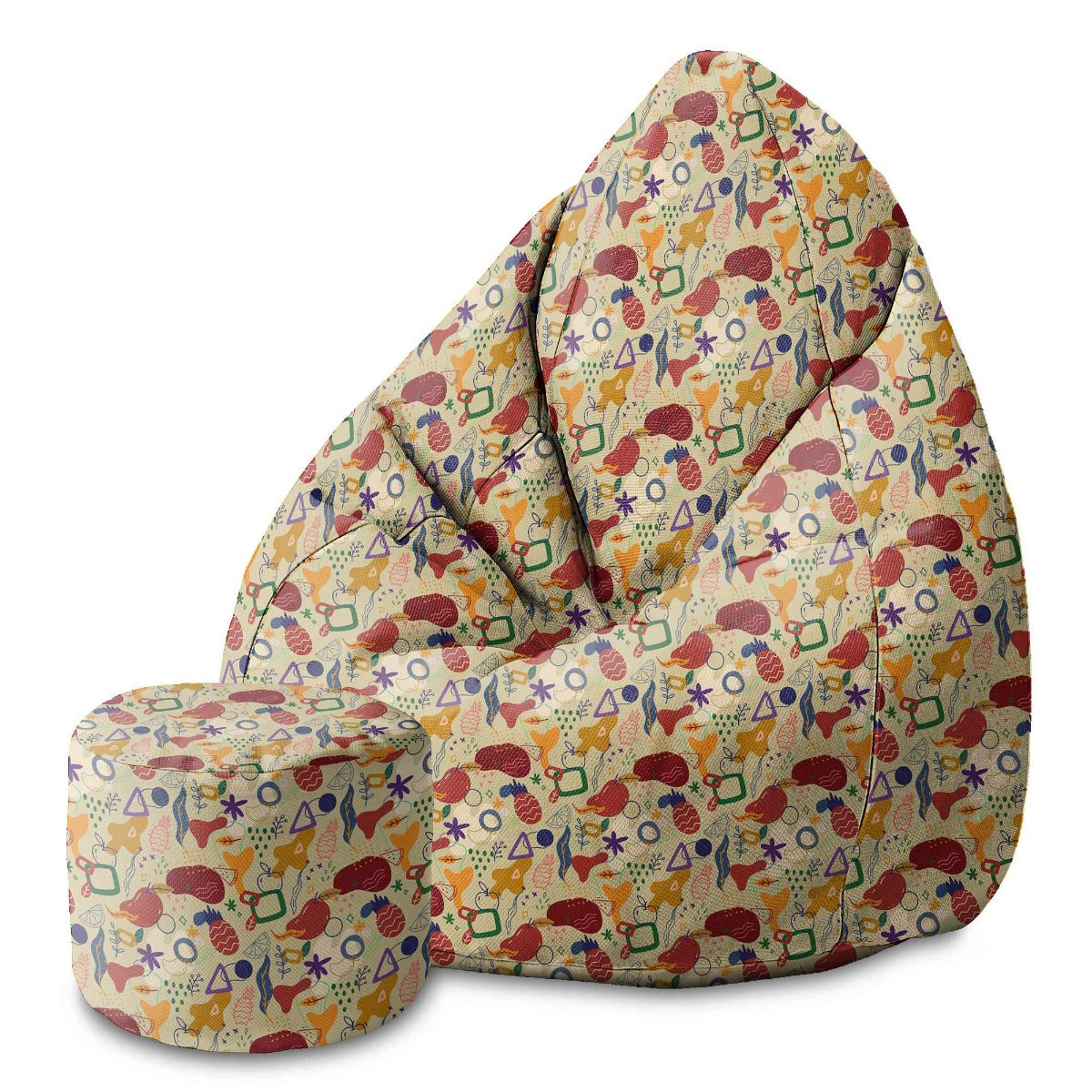 Round pouf footstool Abstract Fruits-Velvet
