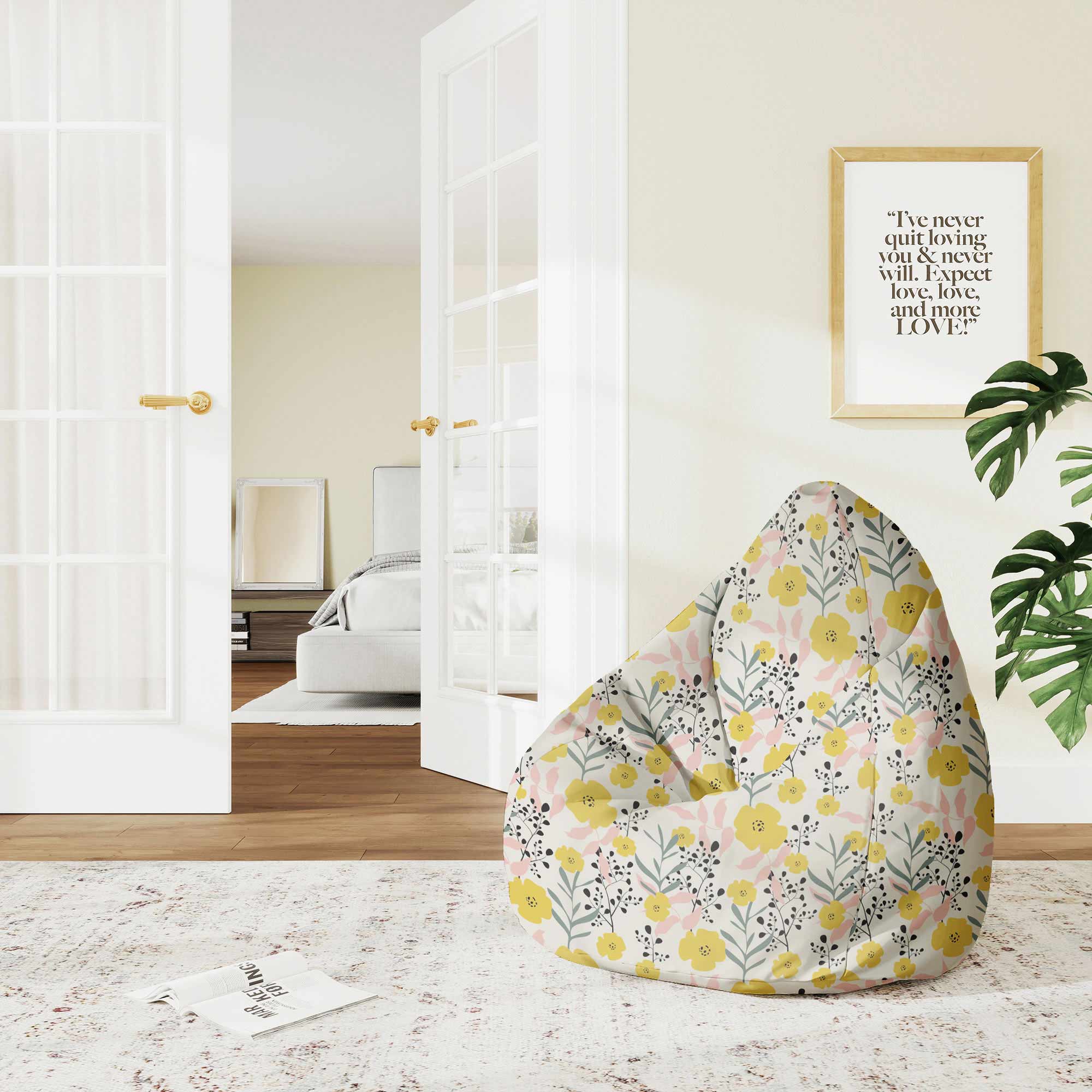 Pearshape Pouf Yellow Daffodil-M-Velvet