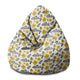 Pearshape Pouf Painted Yellow Flowers-S-Oxford