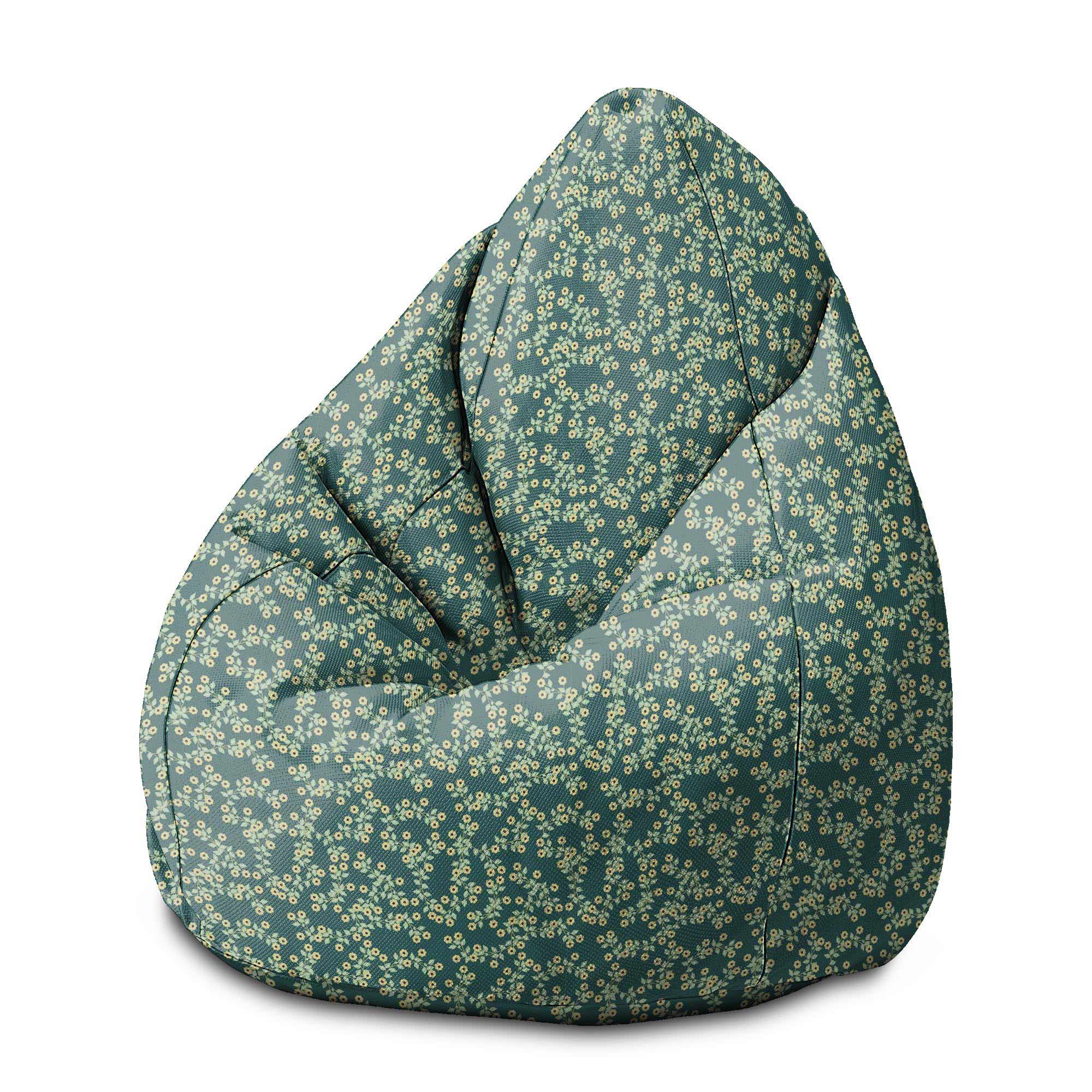Pearshape Pouf Tiny Flowers-S-Velvet