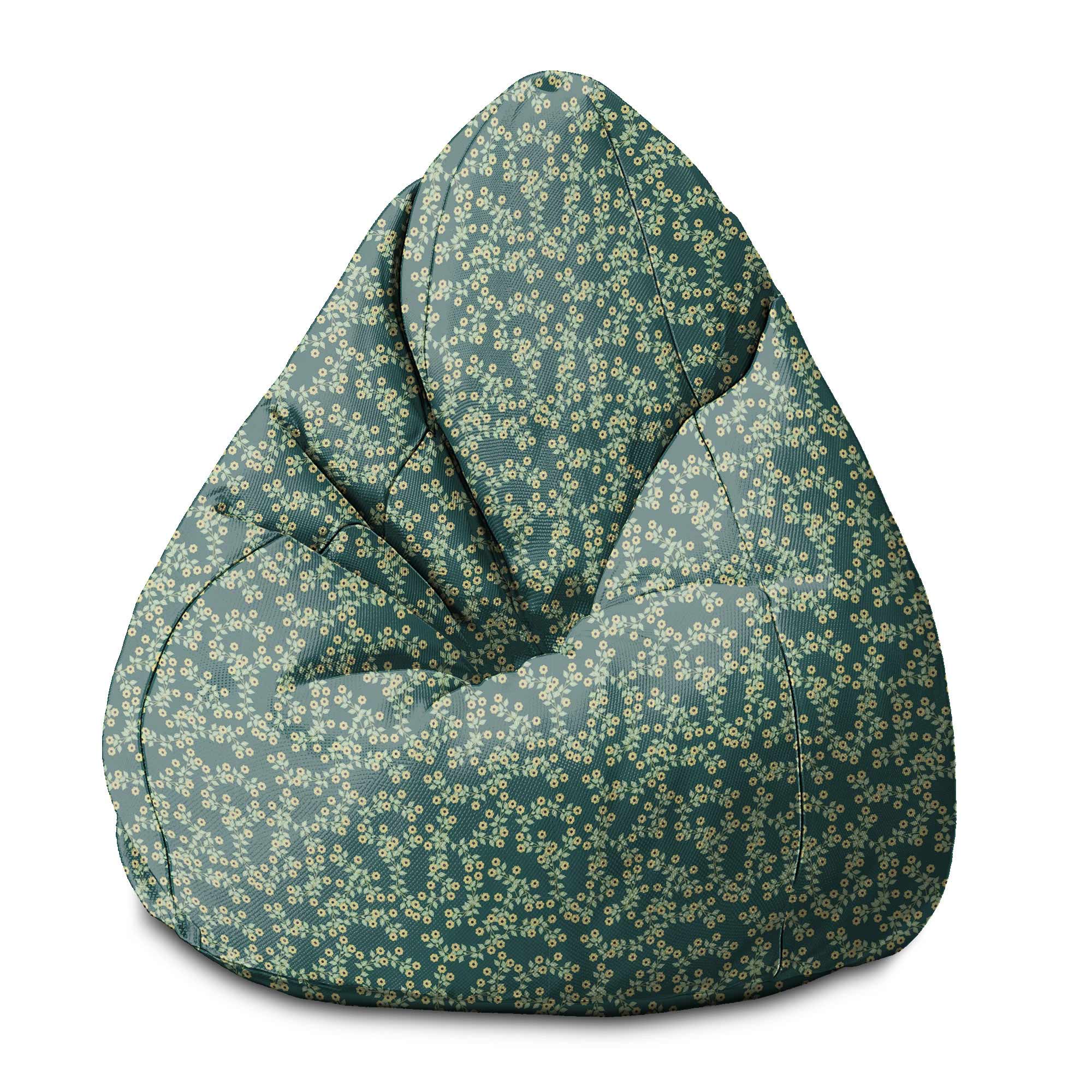 Pearshape Pouf Tiny Flowers-S-Velvet