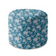 Round Pouf Footstool Blue Water Lily-Velvet