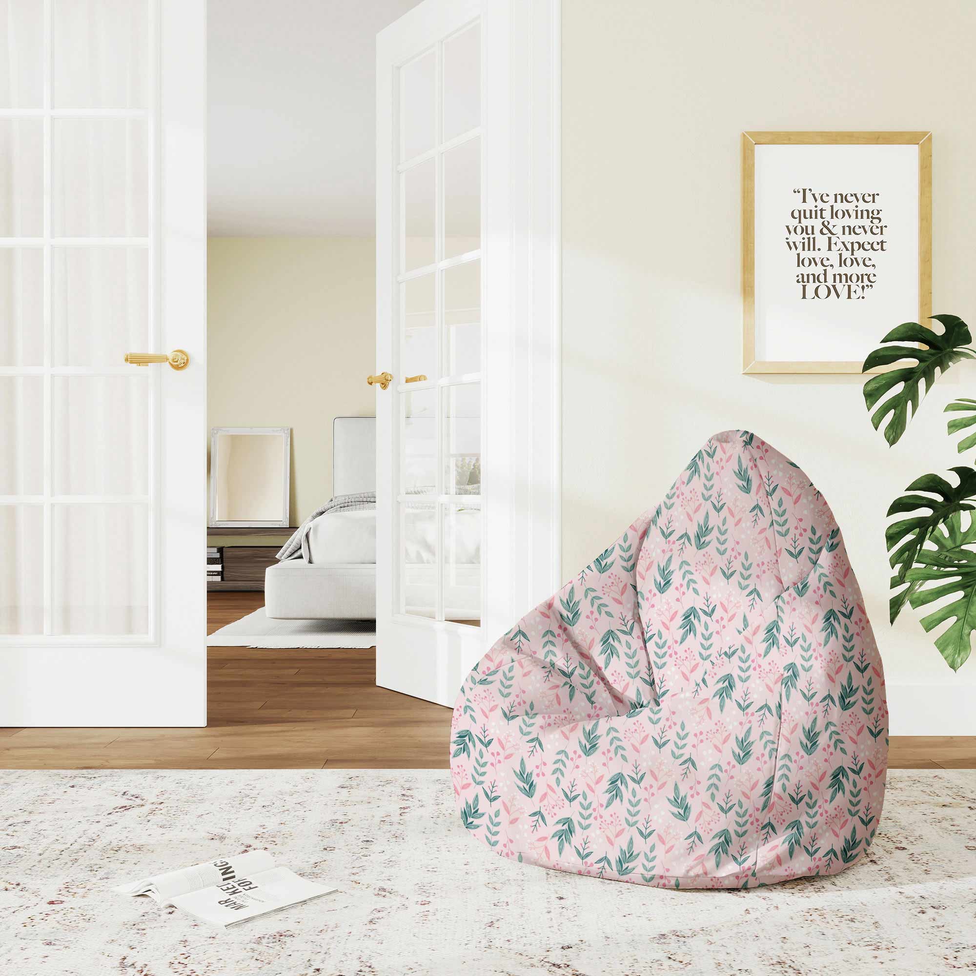 Pearshape Pouf Sweet Leaves Pattern-M-Oxford