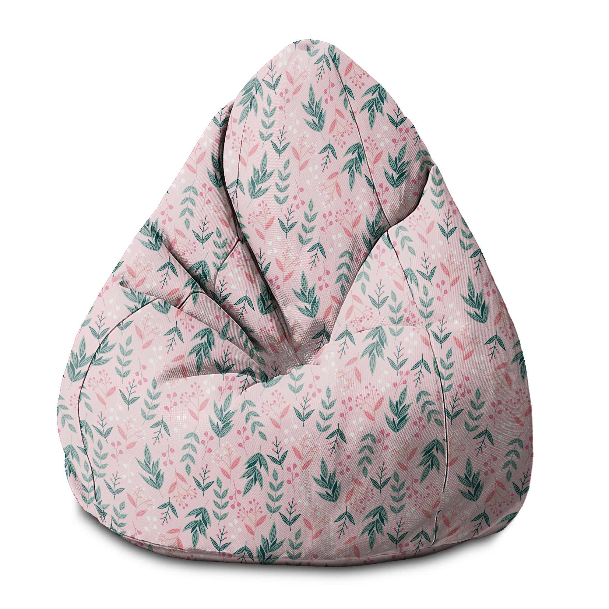Pearshape Pouf Sweet Leaves Pattern