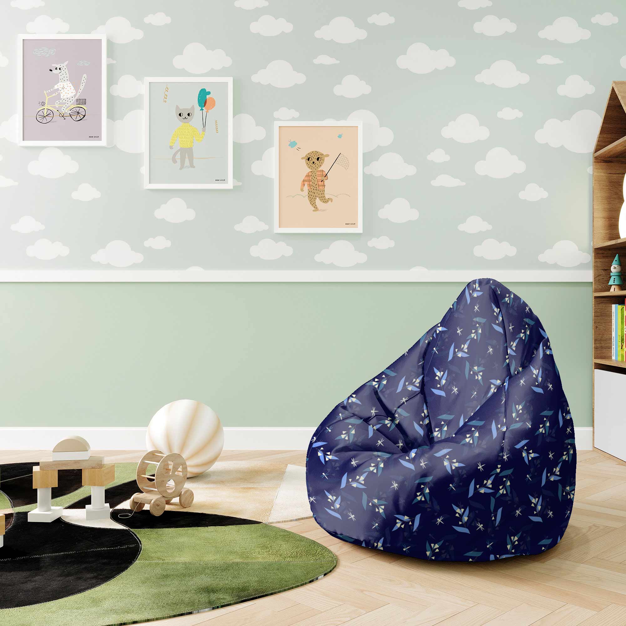 Pearshape Pouf Moon Flowers-S-Oxford