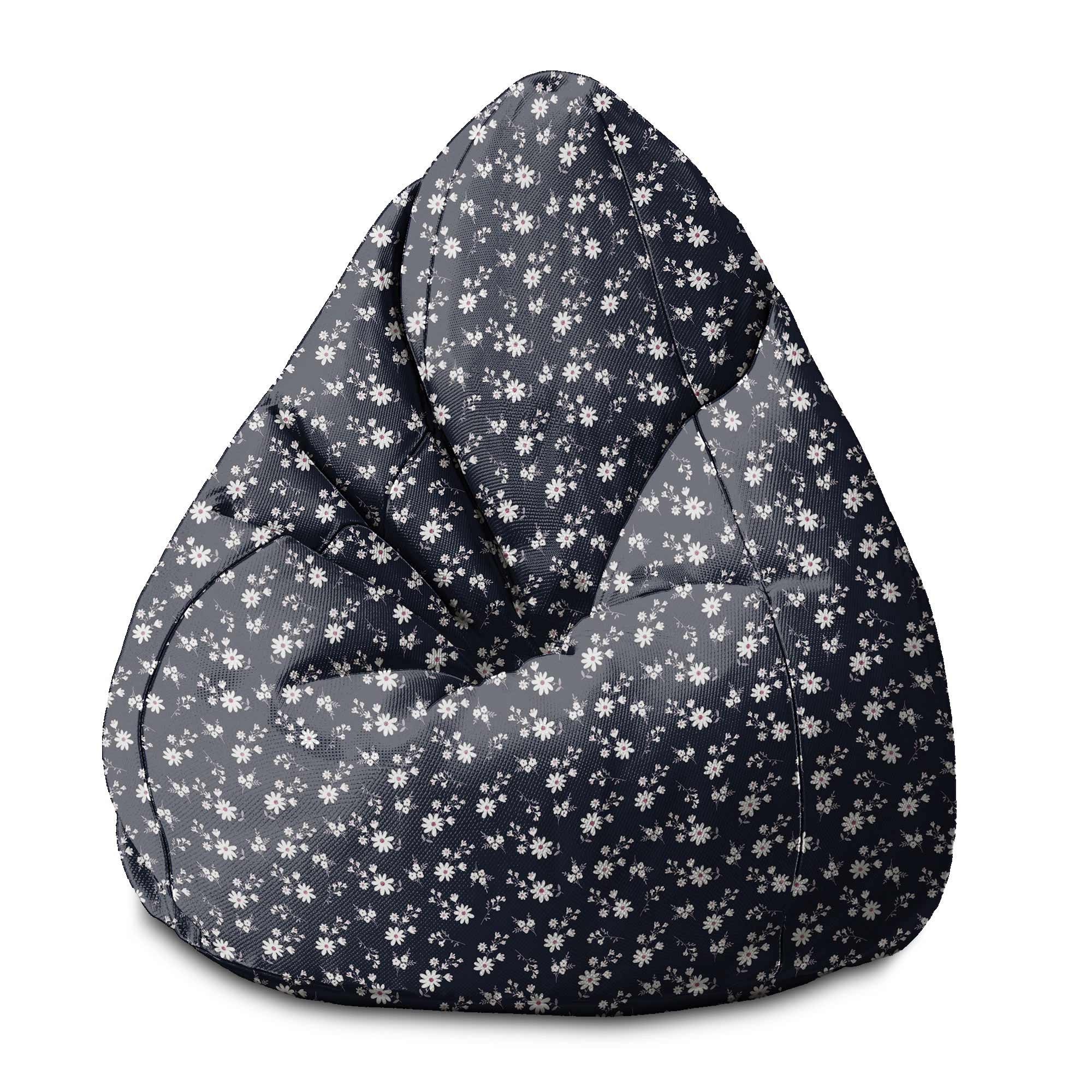 Pearshape Pouf Small Flowers on Dark-M-Oxford