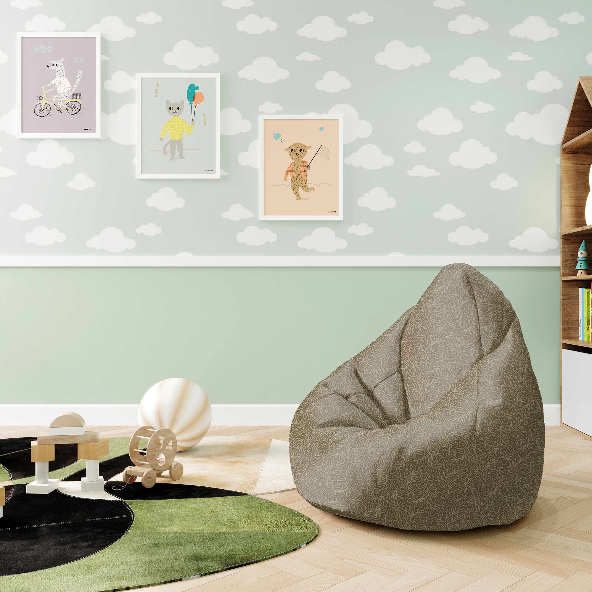 Puf Birnenform Mehr Blätter Beige