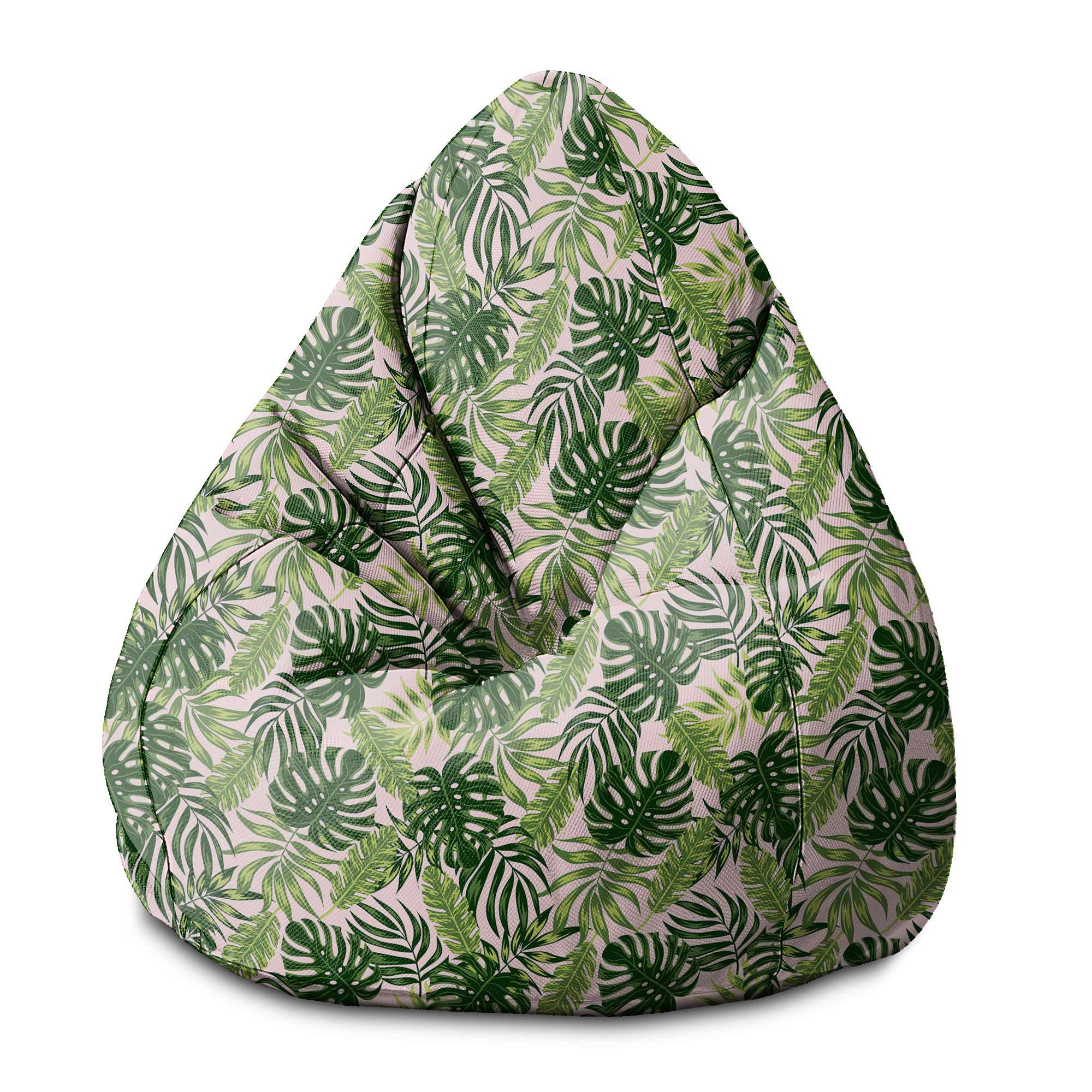 Puf Pearshape Tropické džunglové listy-M-Velvet