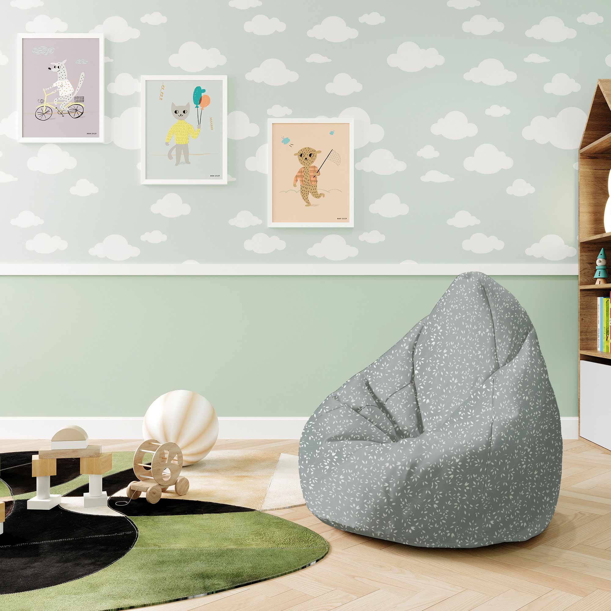 Pearshape Pouf Simple Floral-S-Velvet