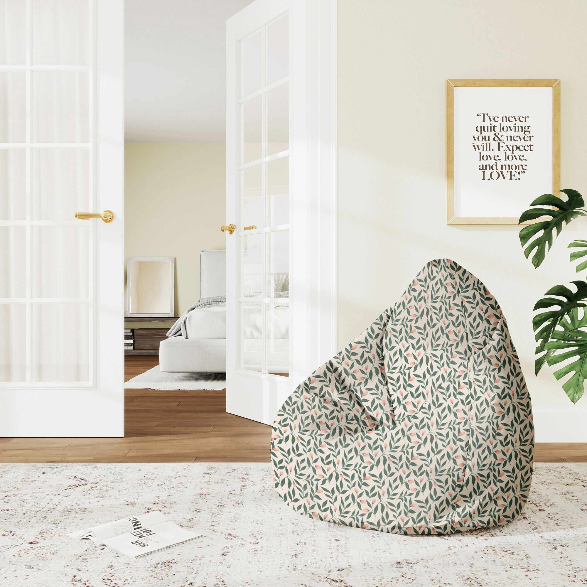 Pear-shaped Pouf Pink Berries Pattern-S-Oxford