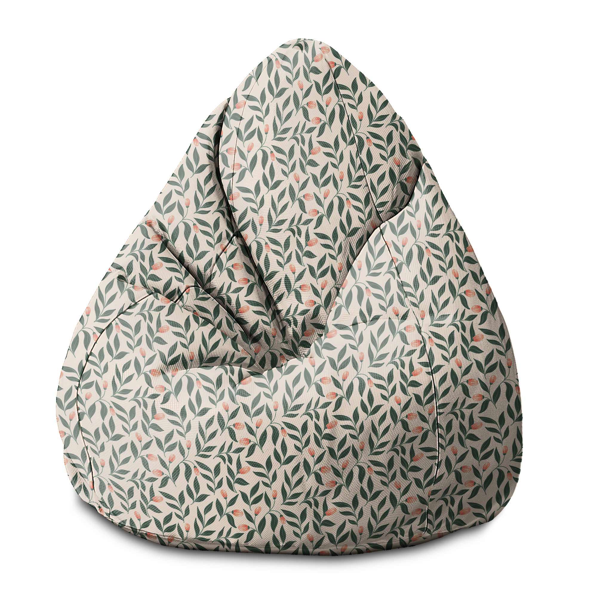 Pear-shaped Pouf Pink Berries Pattern-S-Velvet