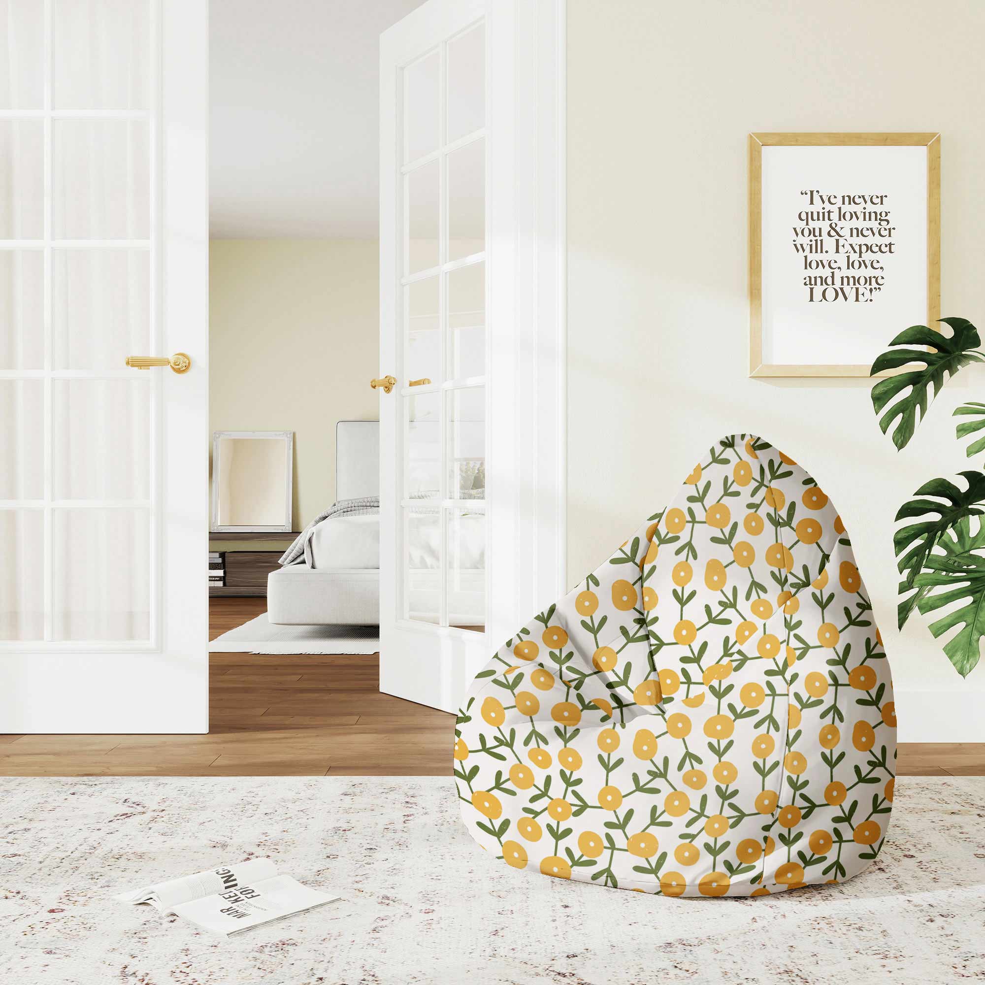 Pear-shaped Pouf Scandinavian Green and Yellow-S-Oxford