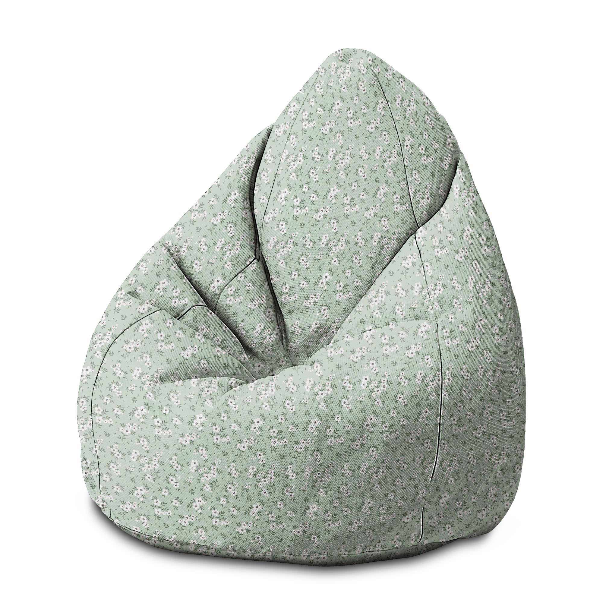 Sitzsack Birnenform Wiese mit kleinen weißen Blumen-S-Samt