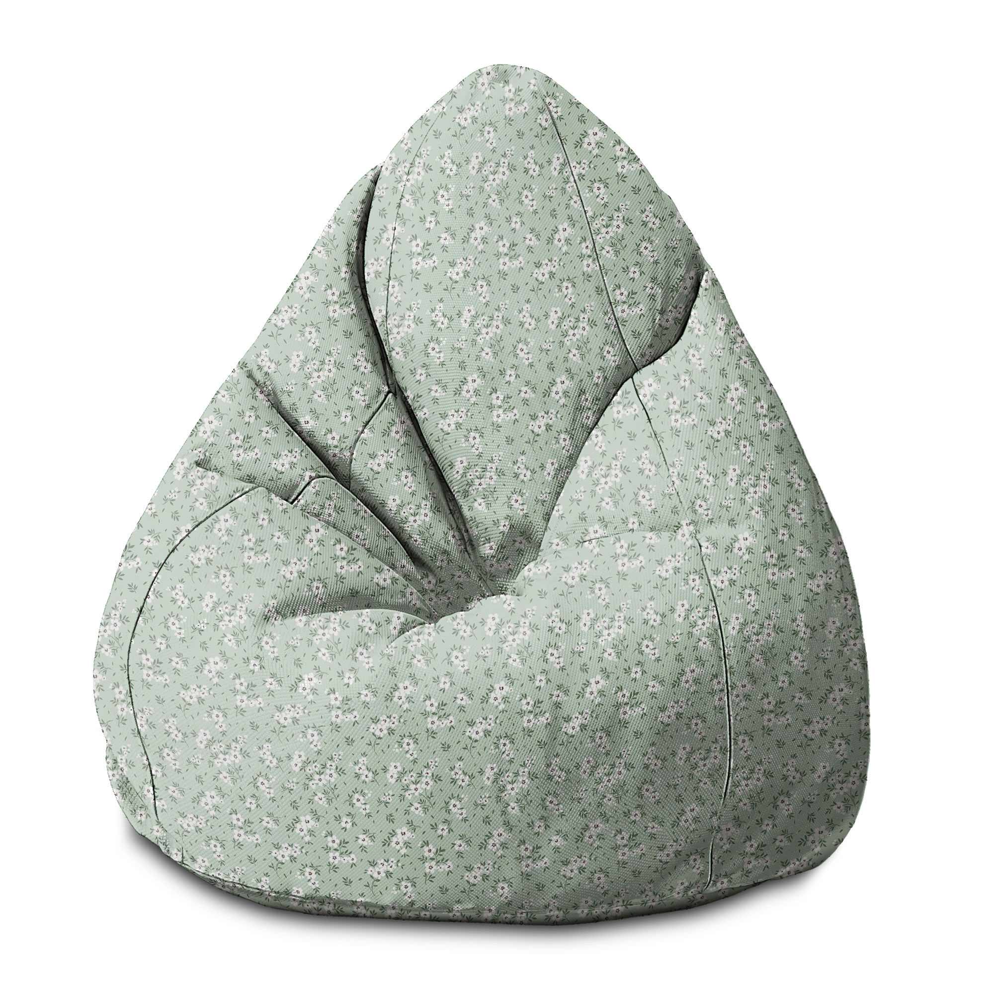 Sitzsack Birnenform Wiese mit kleinen weißen Blumen-S-Samt
