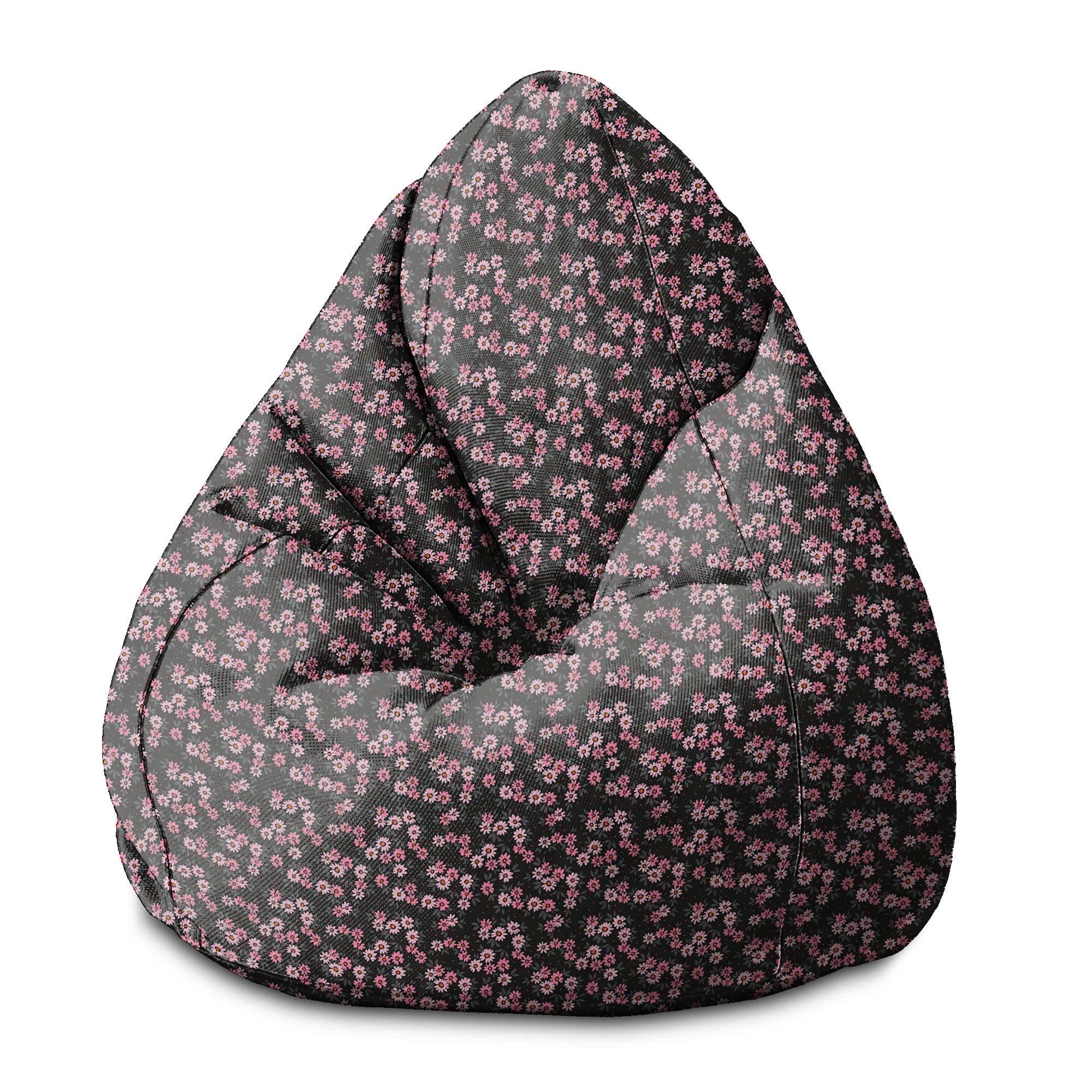 Puf Pearshape Ružový kvetinový vzor-S-Oxford