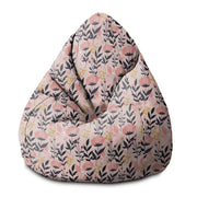 Pear-shaped Pouf Pink and Navy Flowers-M-Velvet