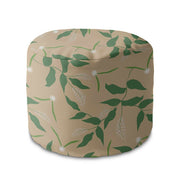 Round Pouf Footstool Fresh Spring Leaves-Velvet
