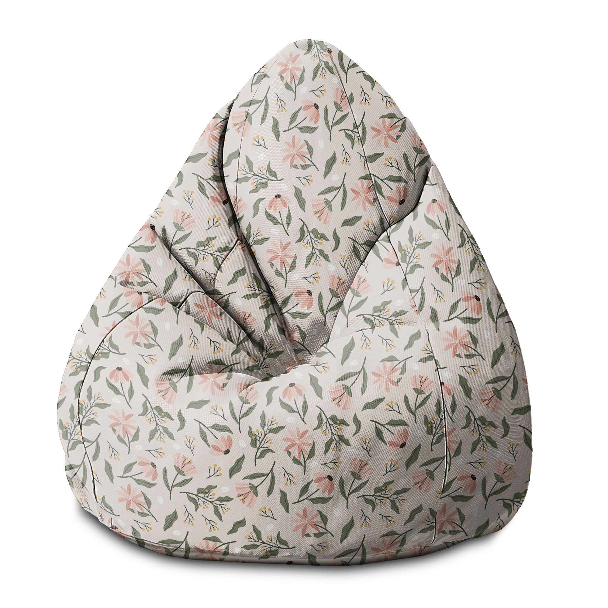Pear-shaped Pouf Peach Tones Flowers