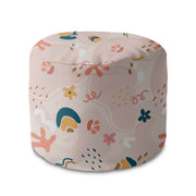 Round pouf footstool Cheerful Abstract-Velvet