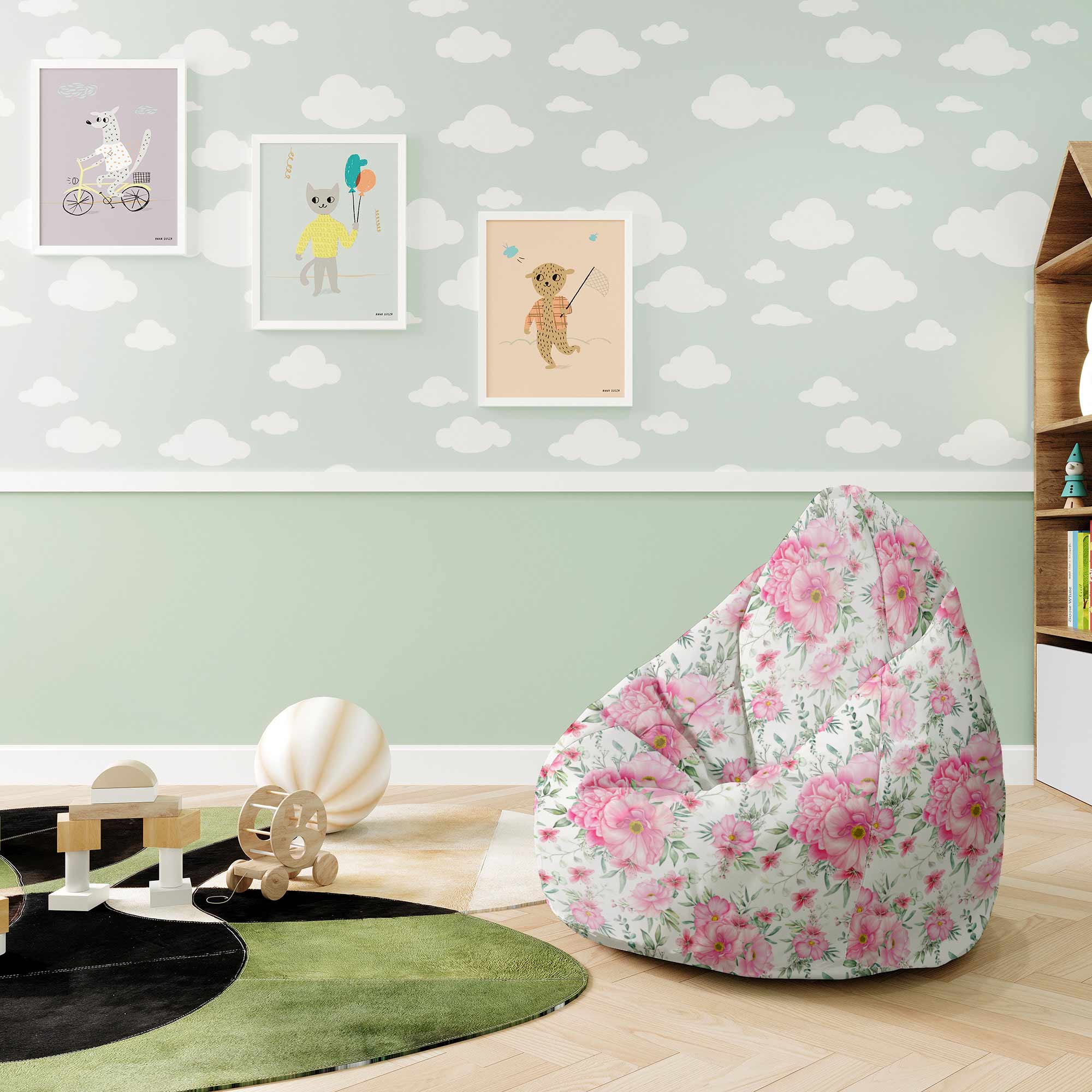 Pear-shaped Pouf Rose Garden-M-Velvet
