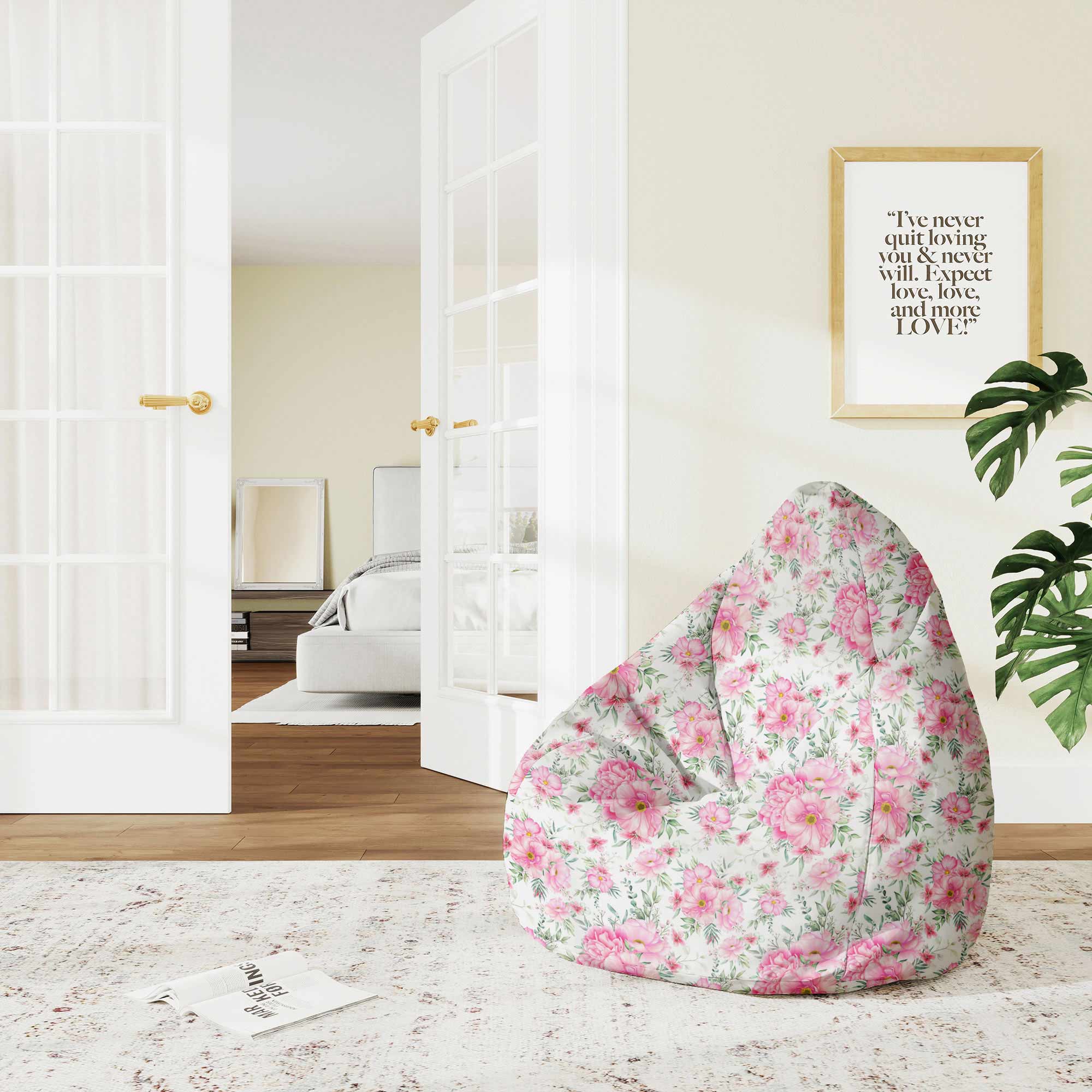 Pear-shaped Pouf Rose Garden-S-Velvet