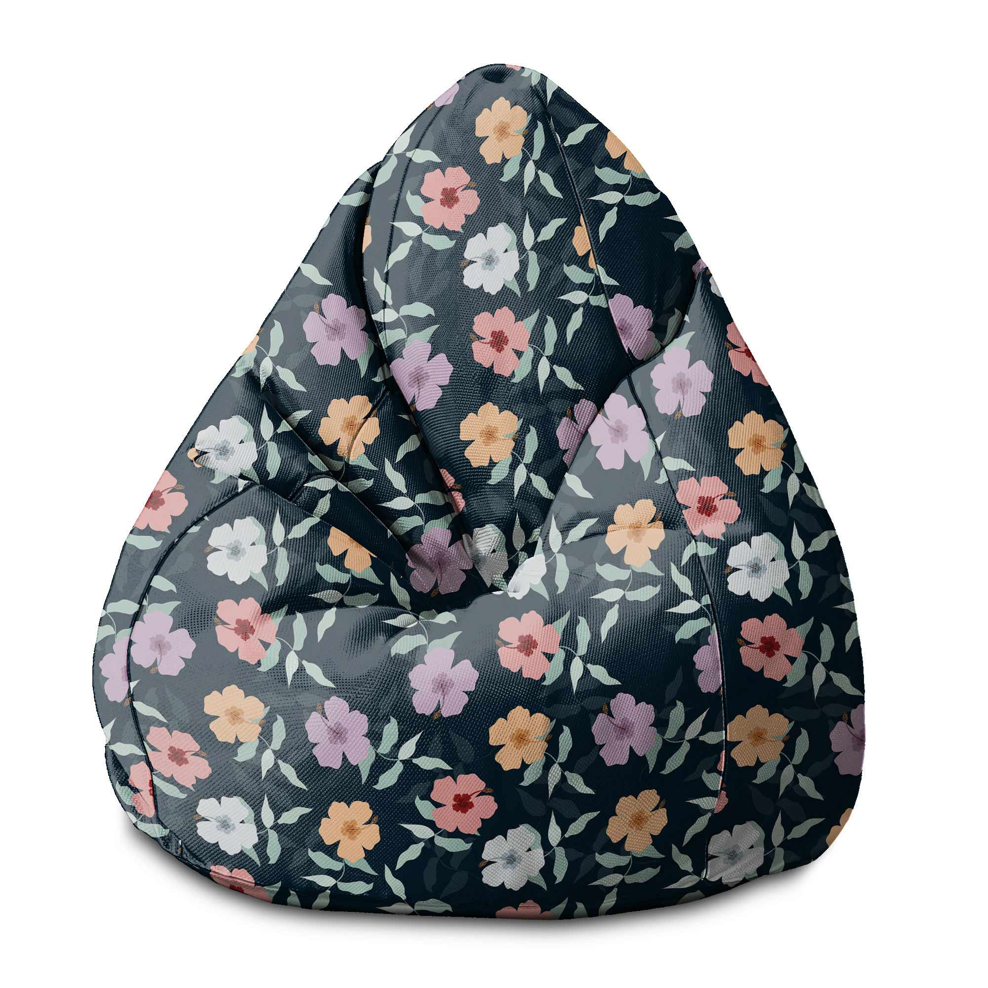 Puf Pearshape Simple Flowers na Navy-M-Oxford