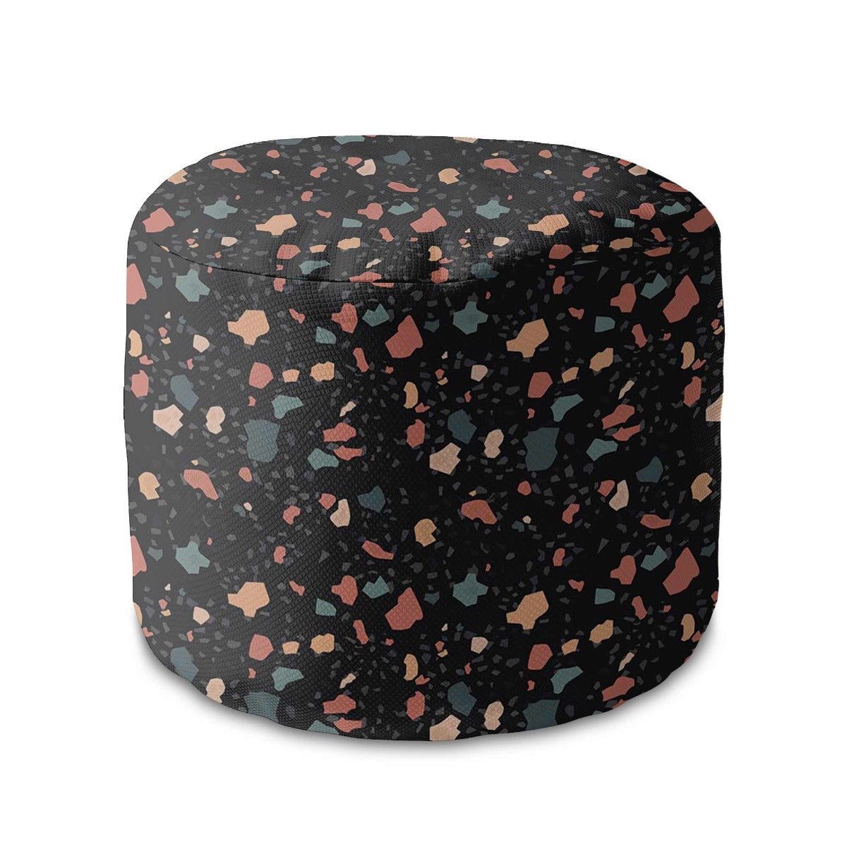 Round pouf footstool Dark Terrazzo-Velvet