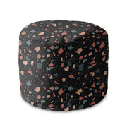Round pouf footstool Dark Terrazzo-Velvet