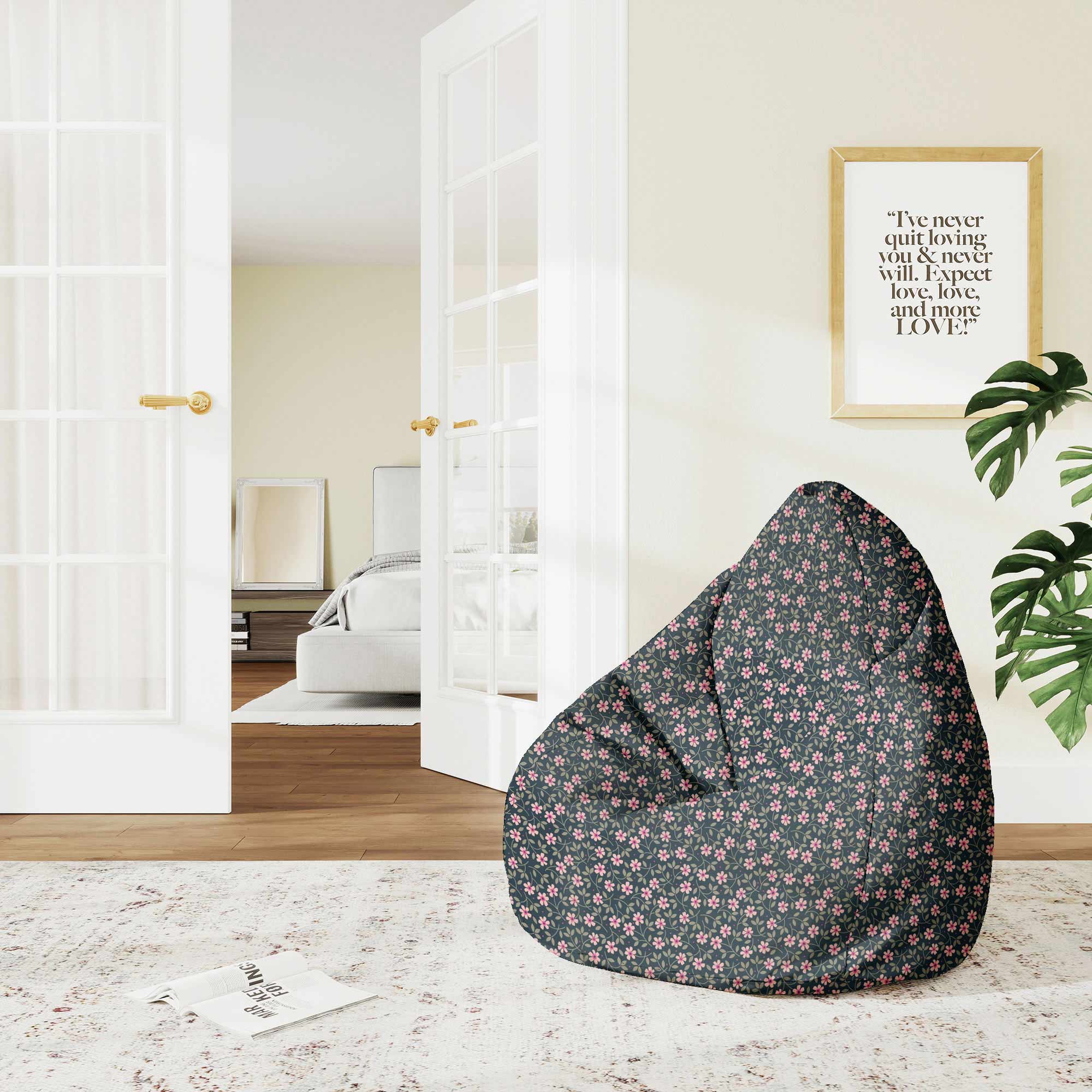 Pear-shaped Pouf Romantic Flowers