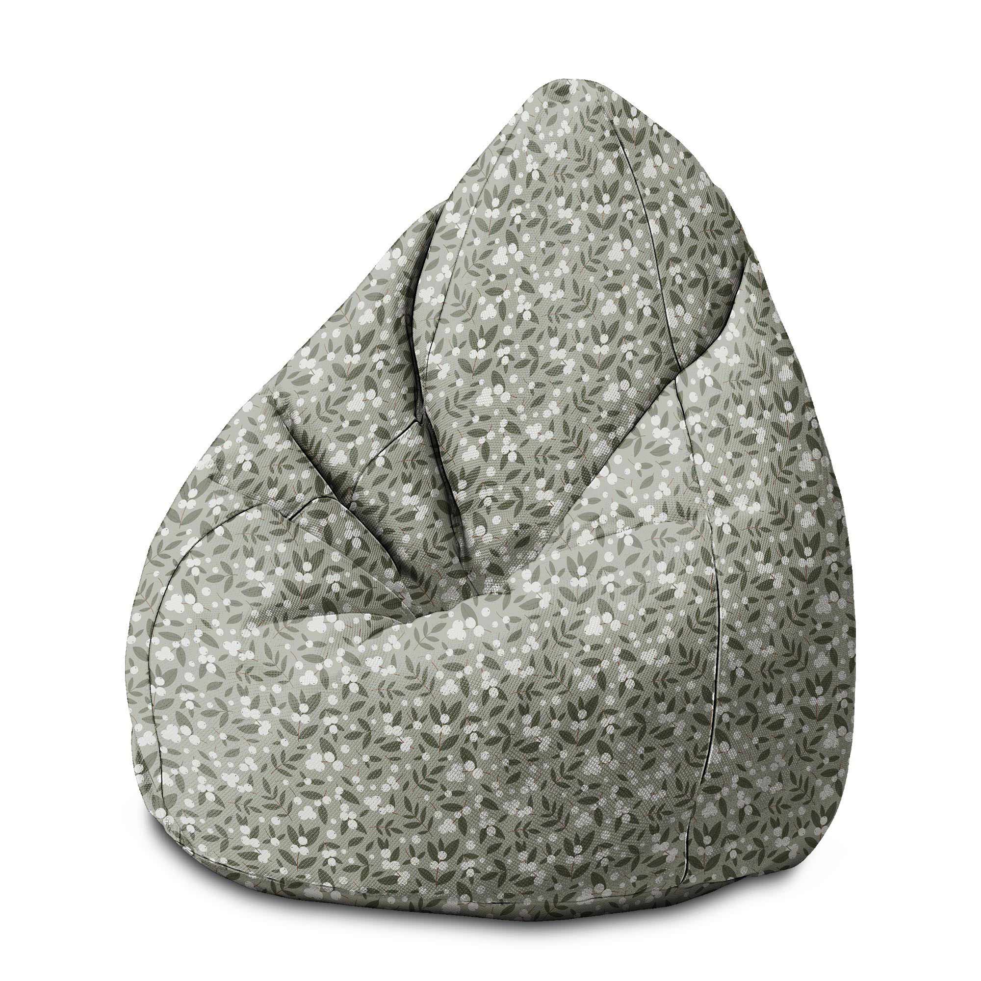 Pearshape Pouf White Berries on Olive-S-Oxford