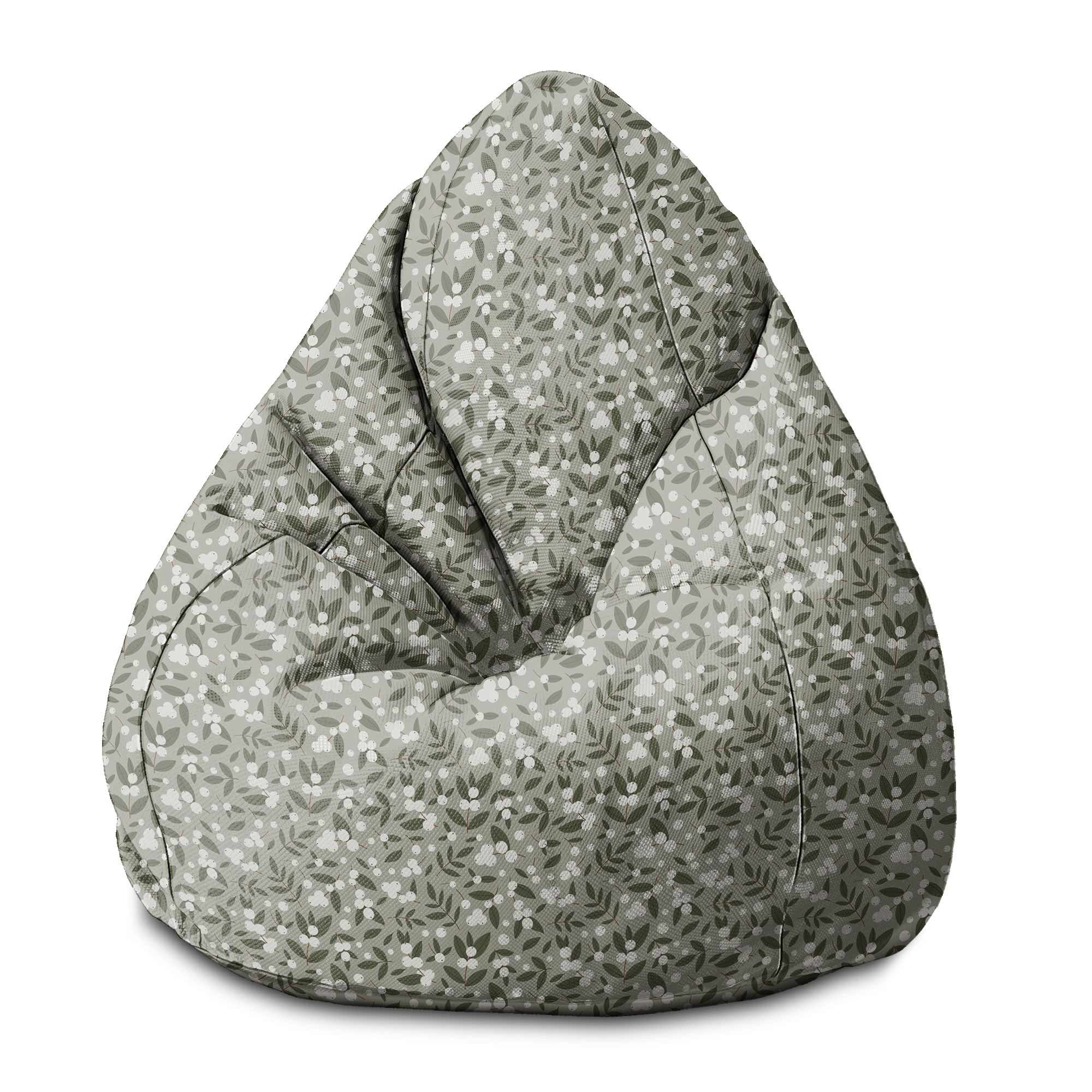 Pearshape Pouf White Berries on Olive-S-Oxford