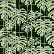 Monstera Leaves Grid-Mikrofibra Płaska