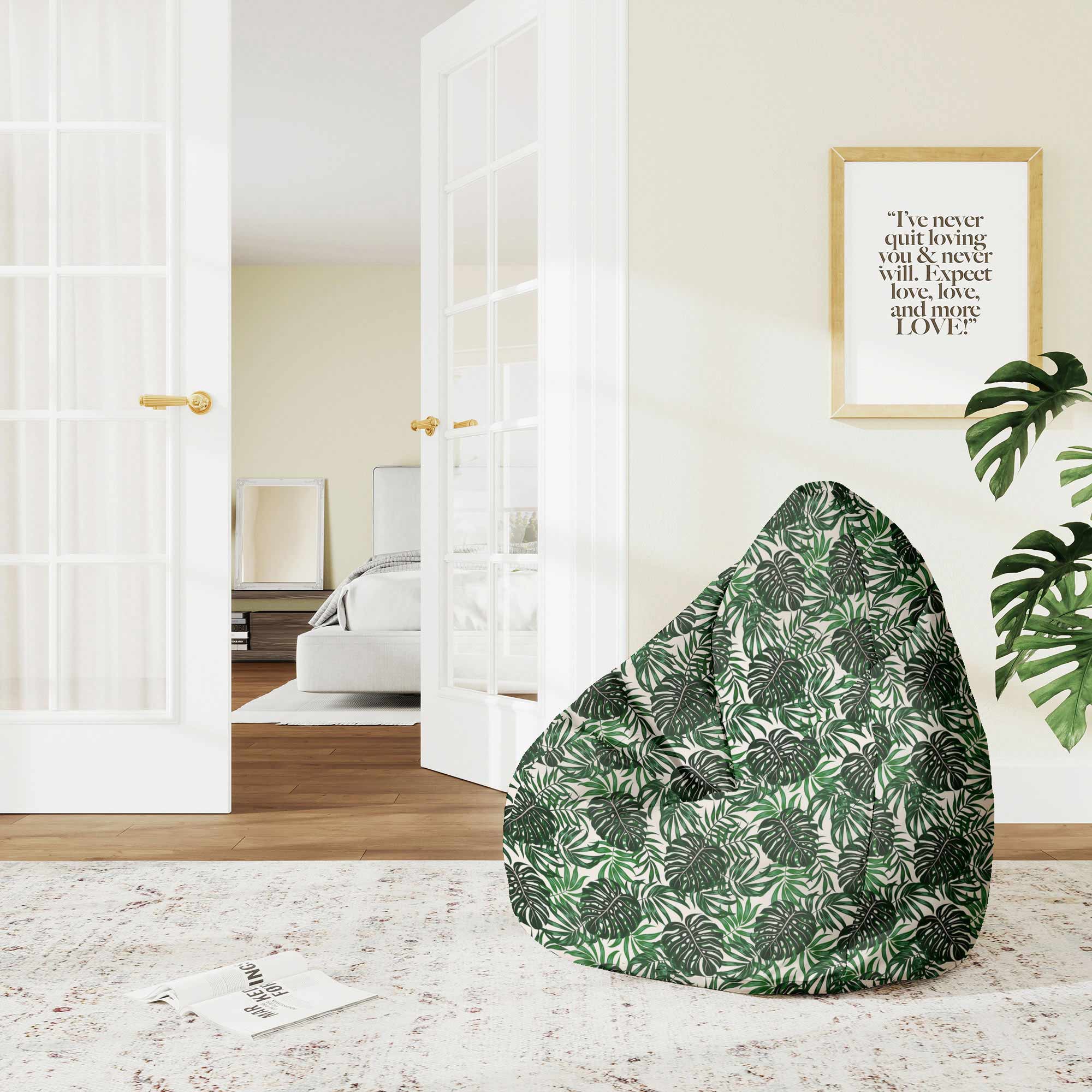 Puf Pearshape Tropical Leaves Pattern-S-Oxford