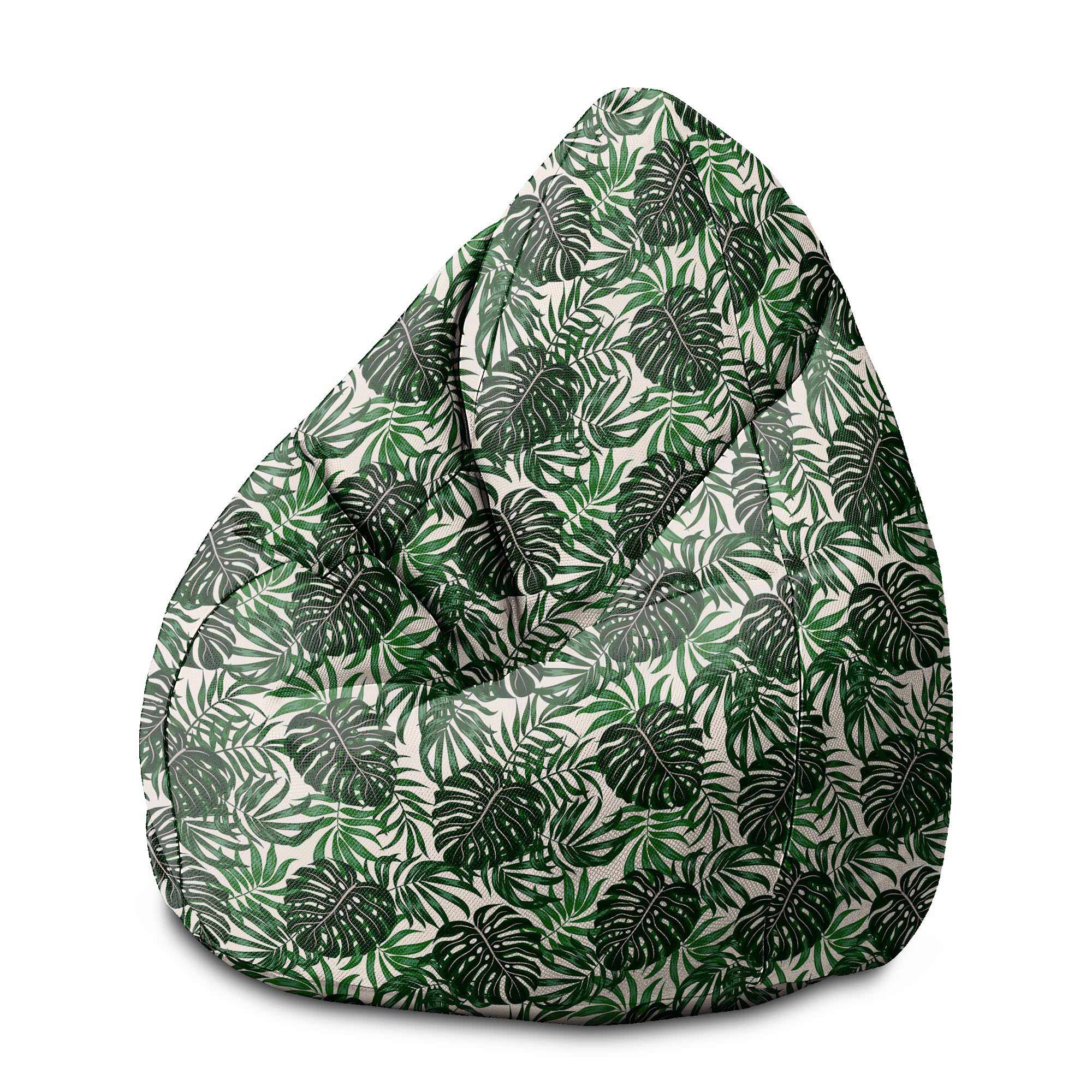 Puf Pearshape Tropical Leaves Pattern-M-Velvet
