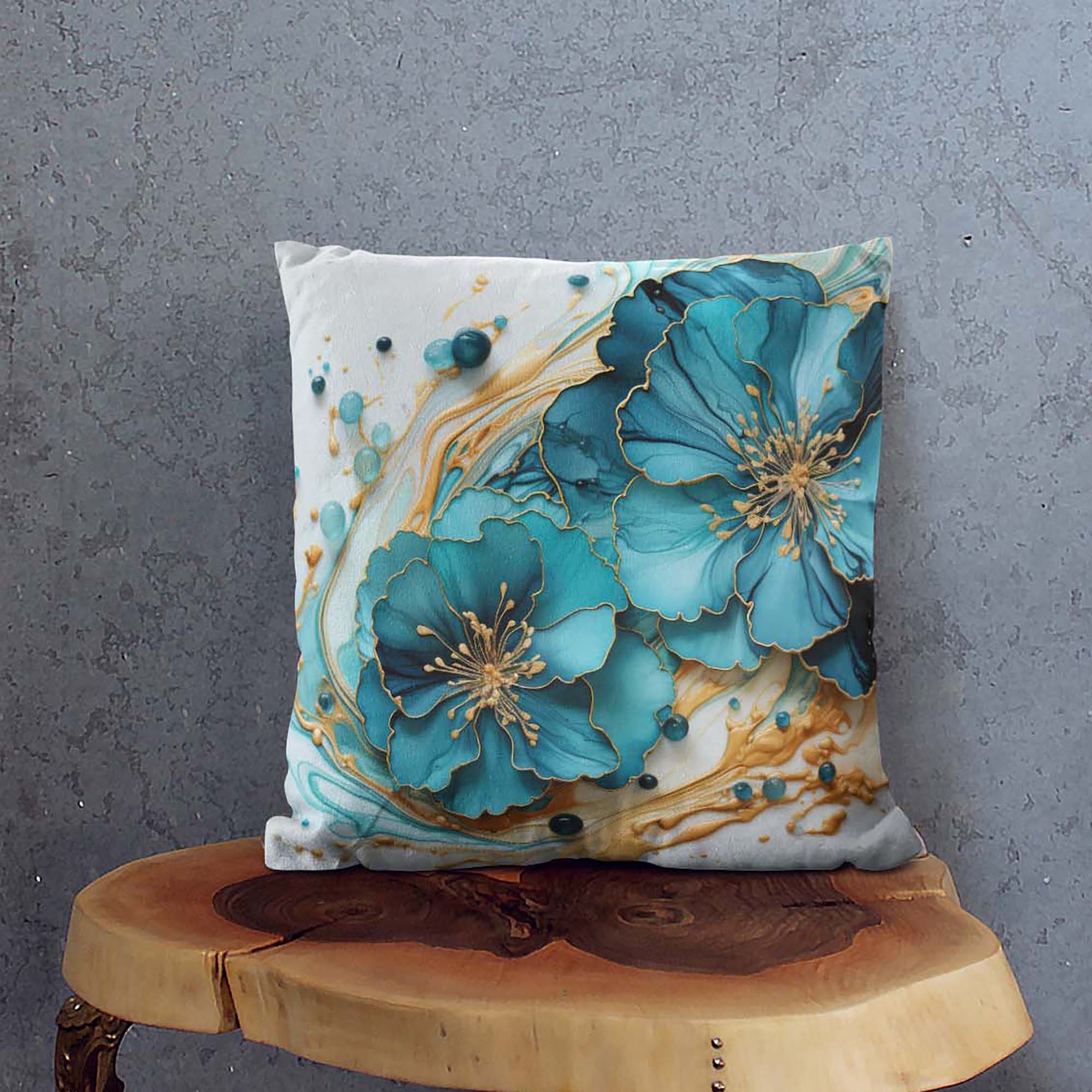 Watercolor Flowers Pillow-Panama