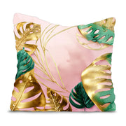Gold Monstera Pillow-Oxford