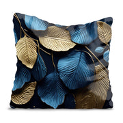 Gold and Blue Leaves Pillow-Oxford