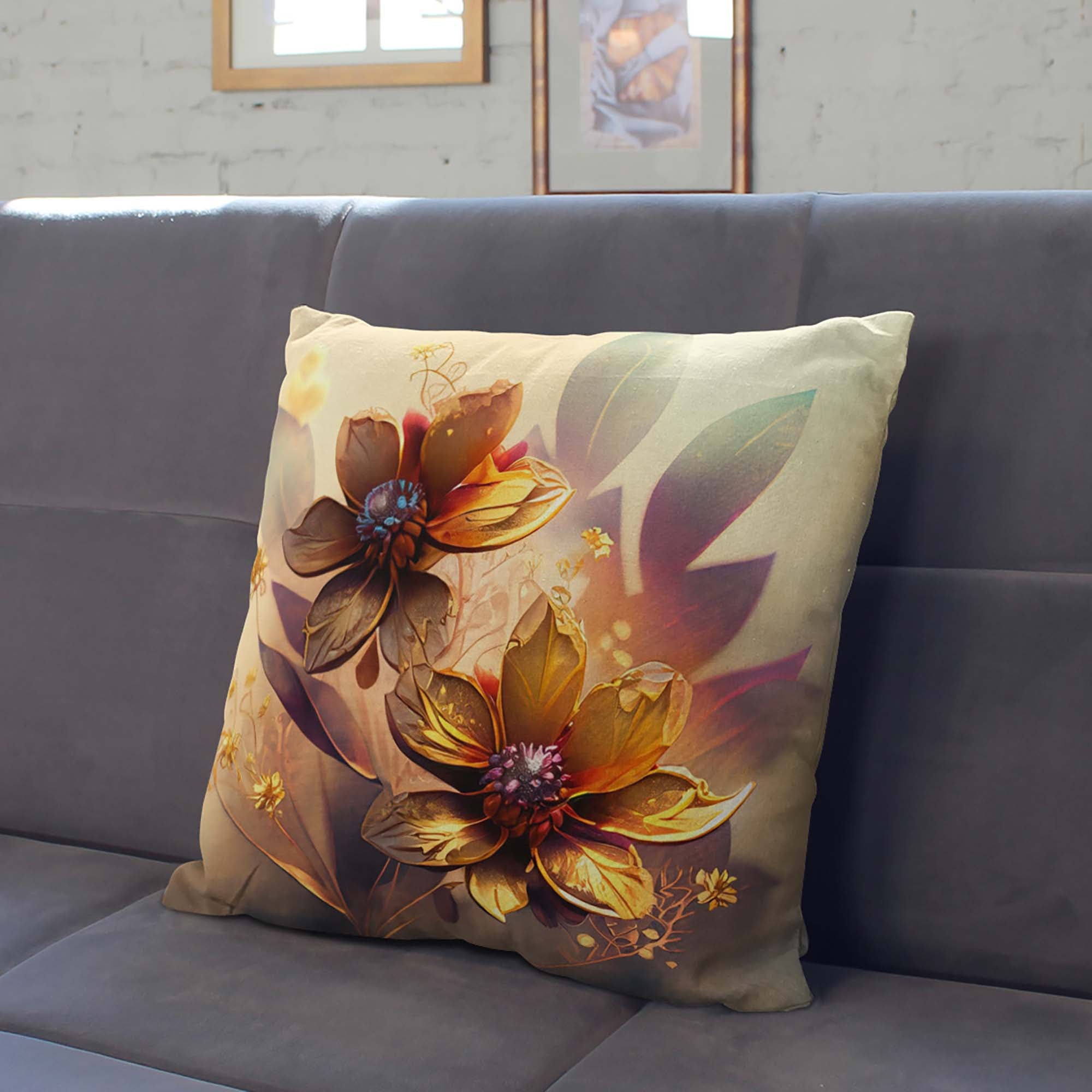 Misty Flowers Pillow-Oxford