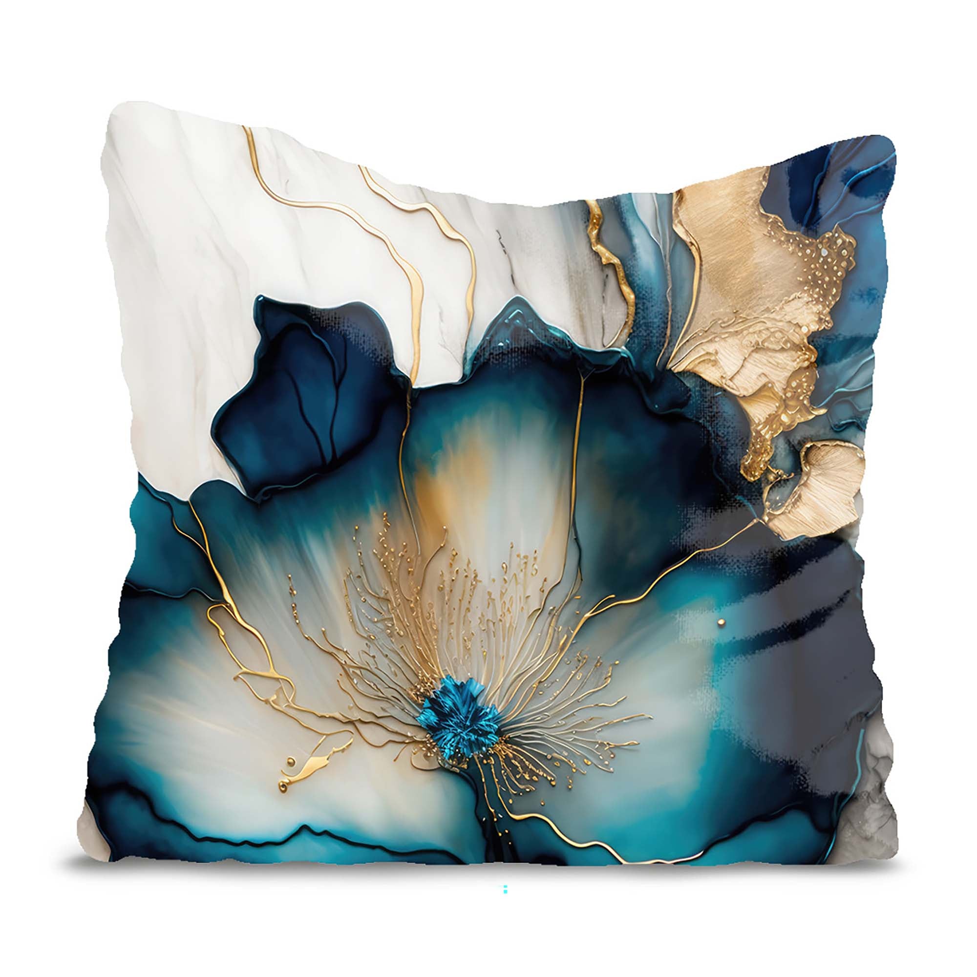 Gold Ink Flower Pillow